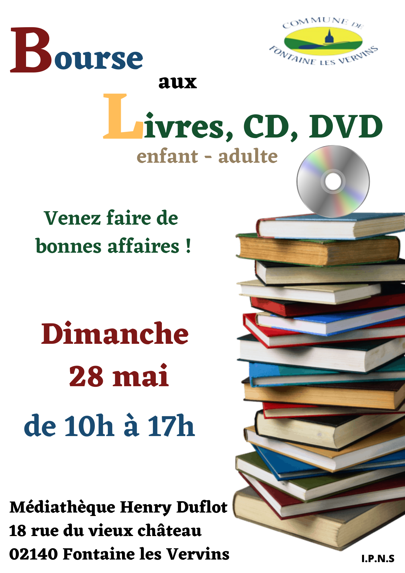 Affiche bourse aux livres, cd, dvd