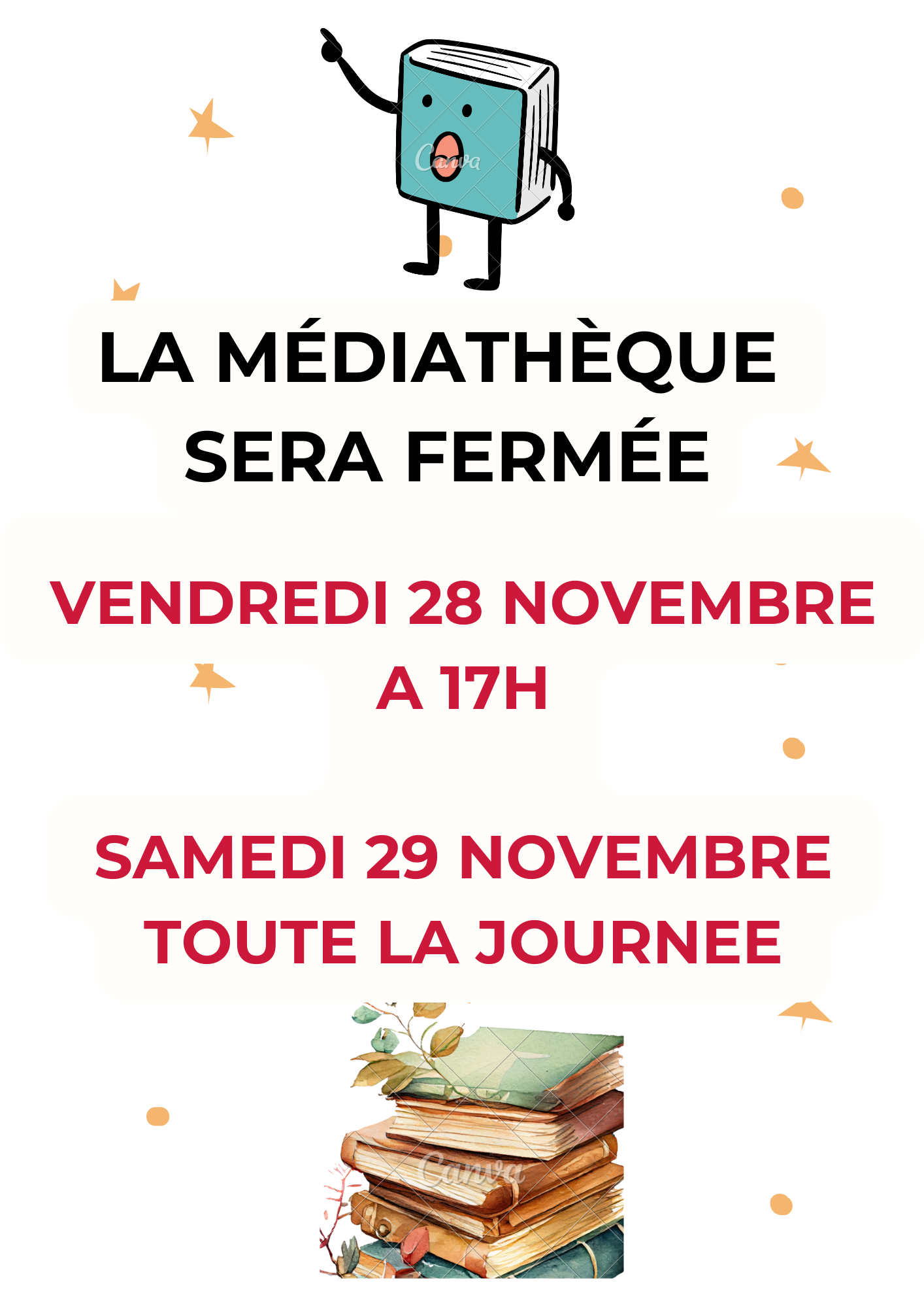 AFFICHE FERMETURE MEDIATHEQUE