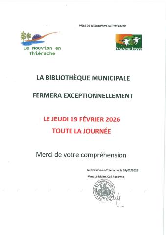 affiche fermeture mediatheque