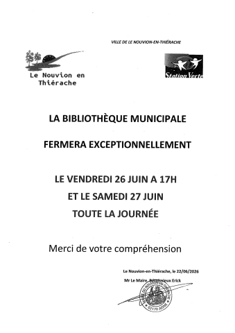 AFFICHE FERMETURE MEDIATHEQUE